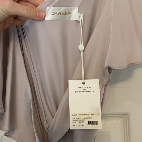 NWT Zimmerman Sueded Asymmetric Wrap Dress purple - Picture 5 of 8